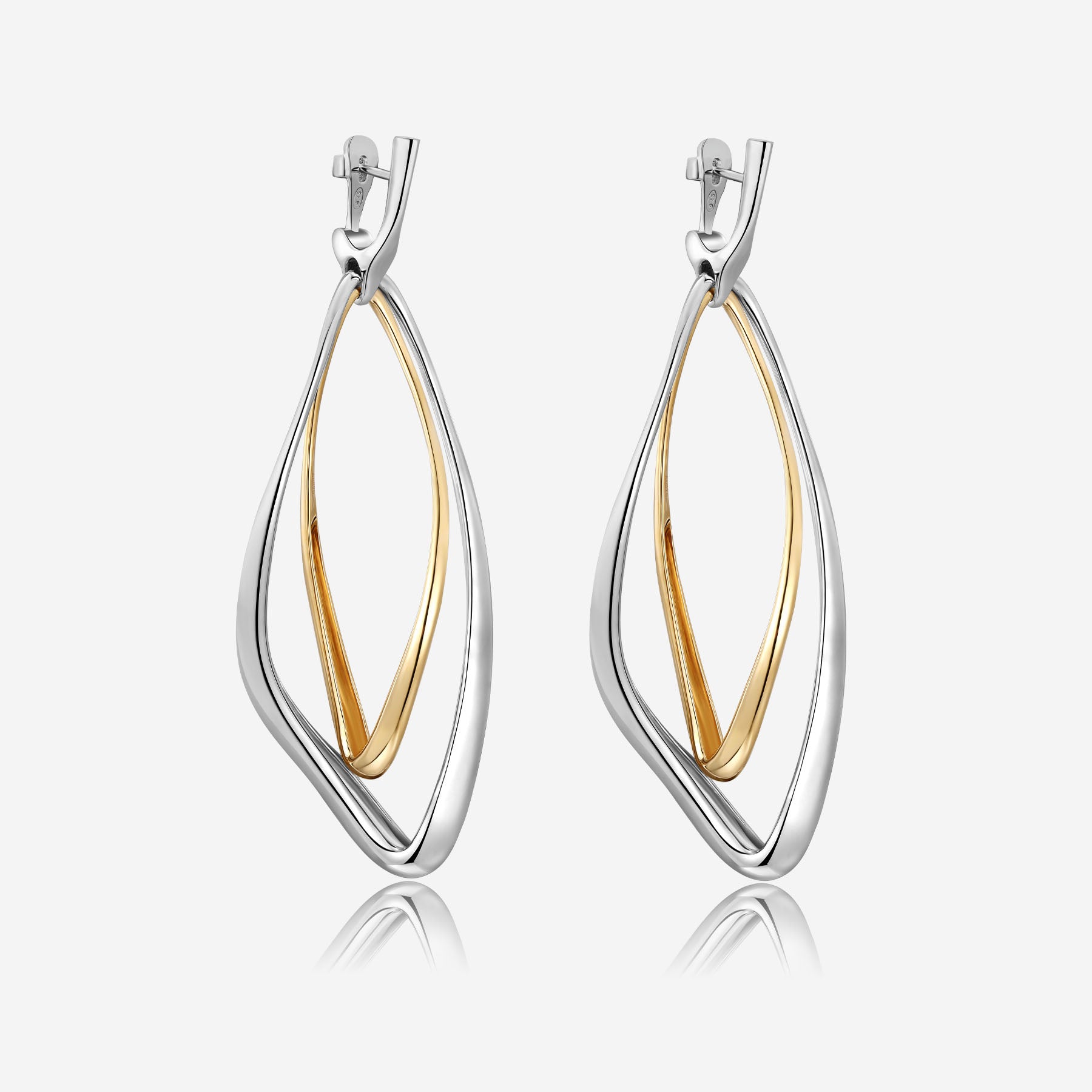 Pianegonda Double dangle earrings - CONVERSUS - 925‰ Sterling silver, 9 kt Gold