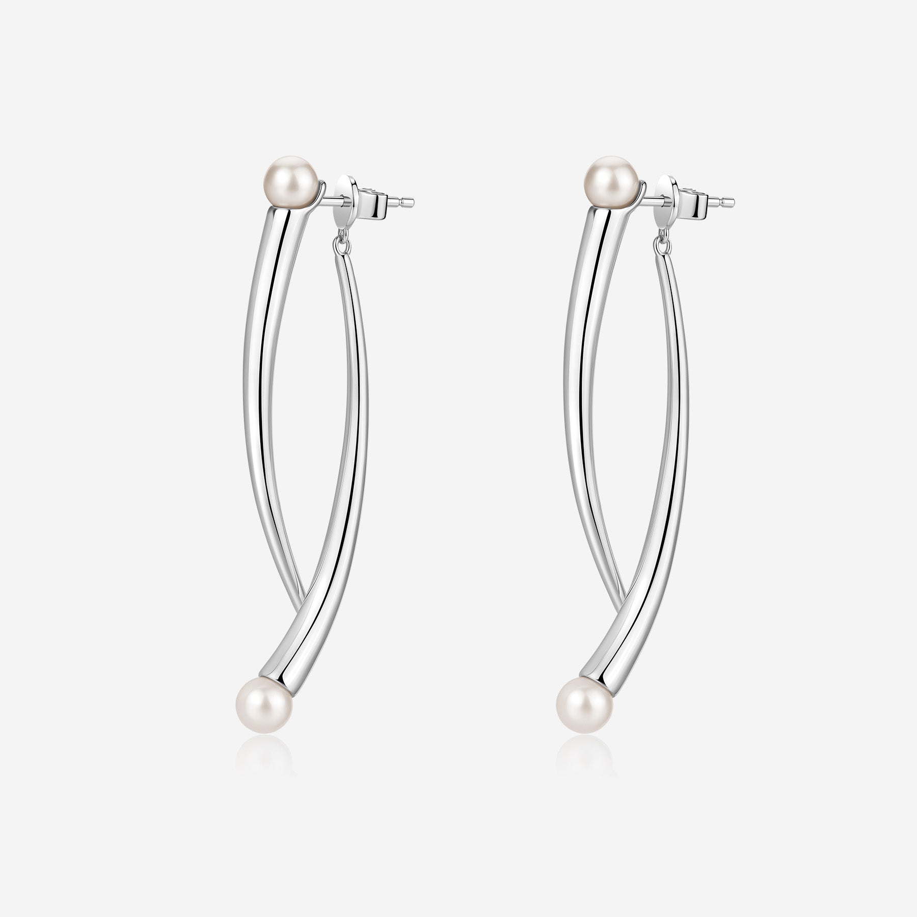 Pianegonda Pendant earrings with double thorn and natural pearls - CUSPIS - 925‰ Sterling silver