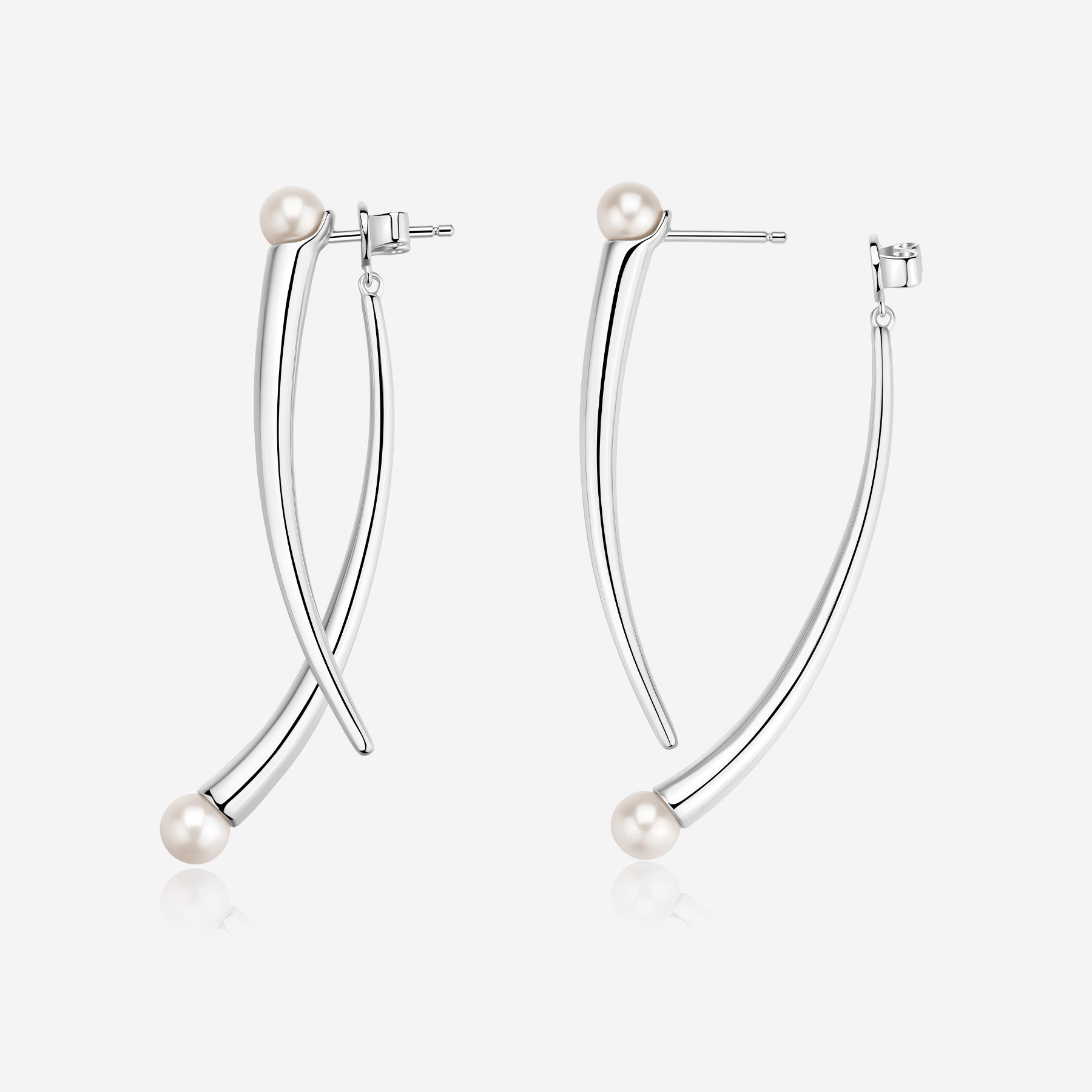 Pianegonda Pendant earrings with double thorn and natural pearls - View 2