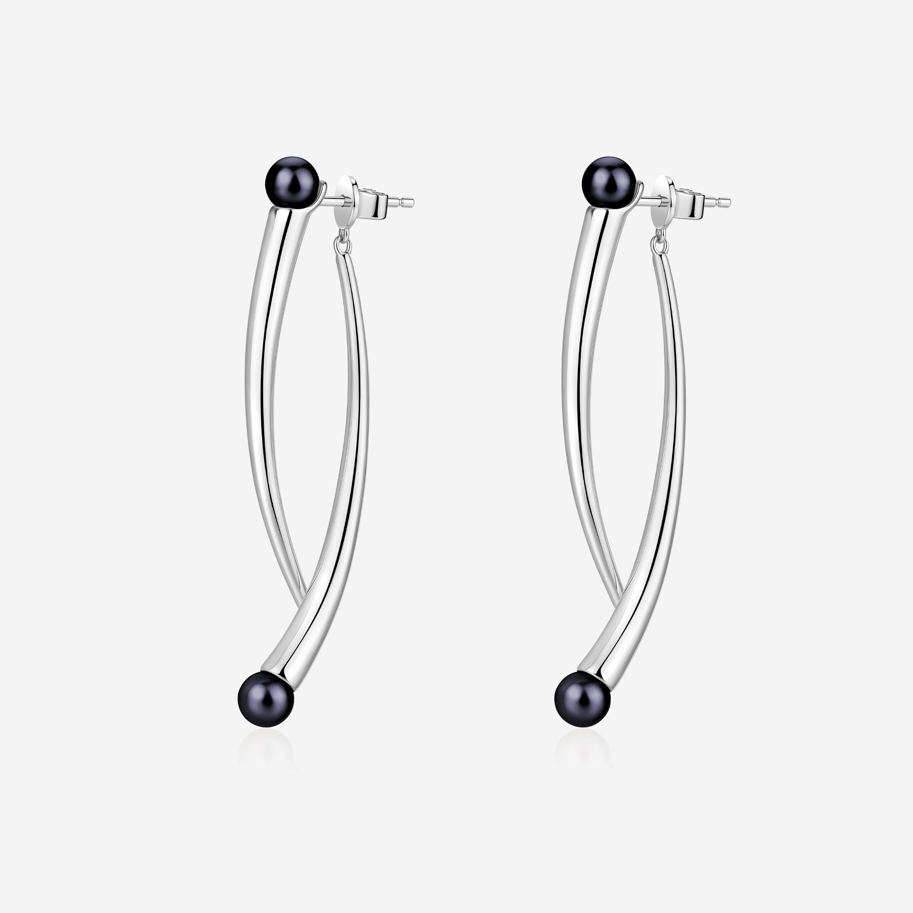 Pianegonda Pendant earrings with double thorn and natural pearls - CUSPIS - 925‰ Sterling silver