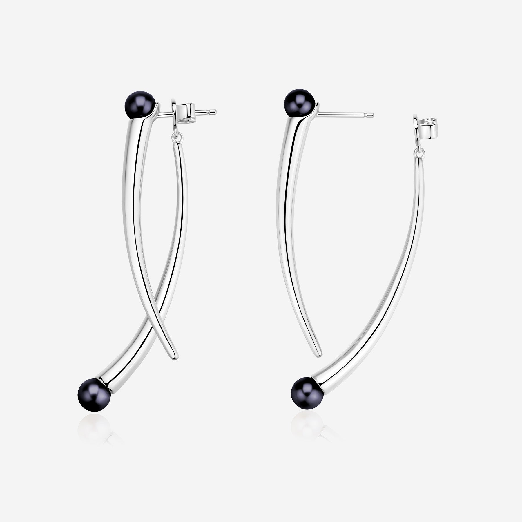 Pianegonda Pendant earrings with double thorn and natural pearls - View 2