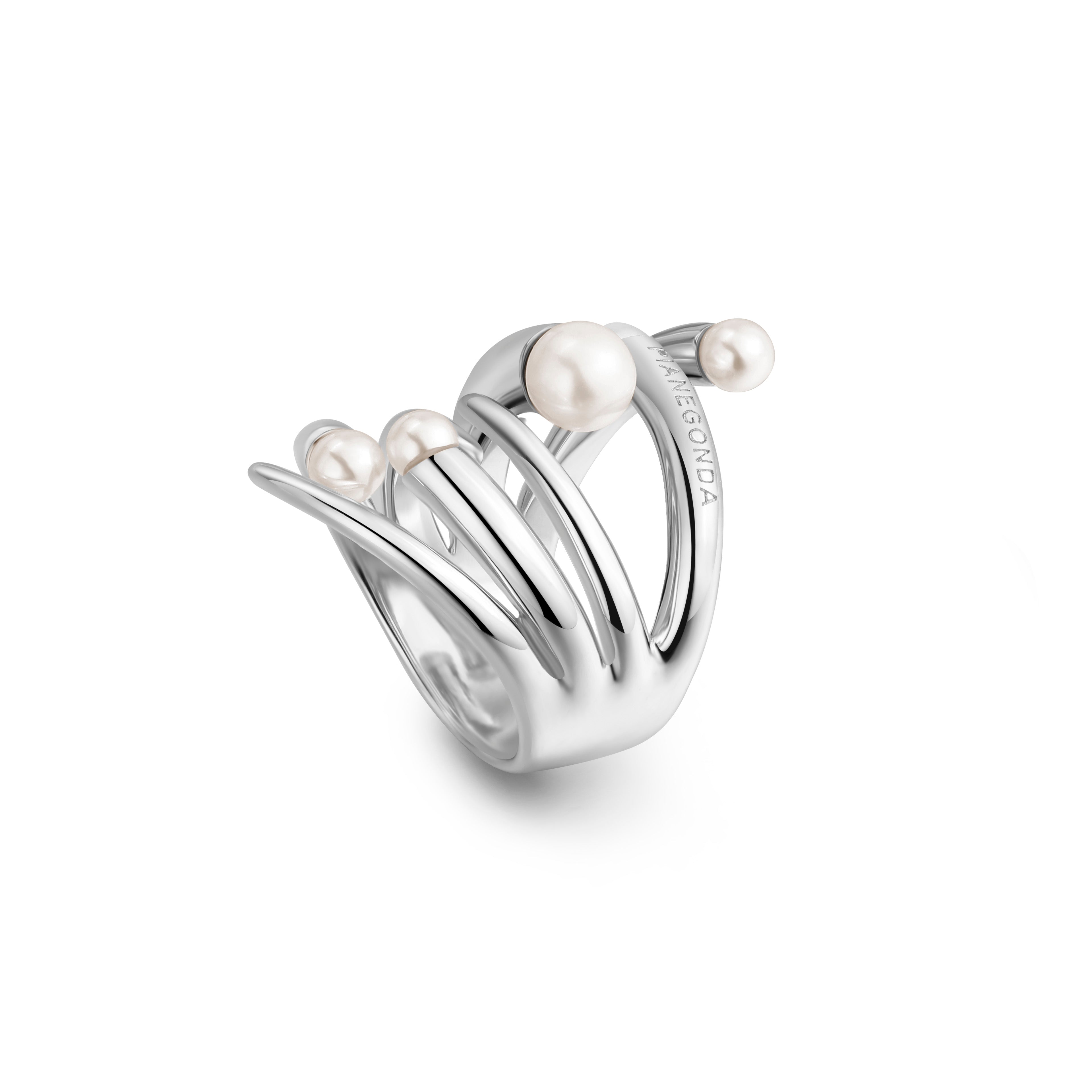 Pianegonda Band ring with natural pearls - View 4