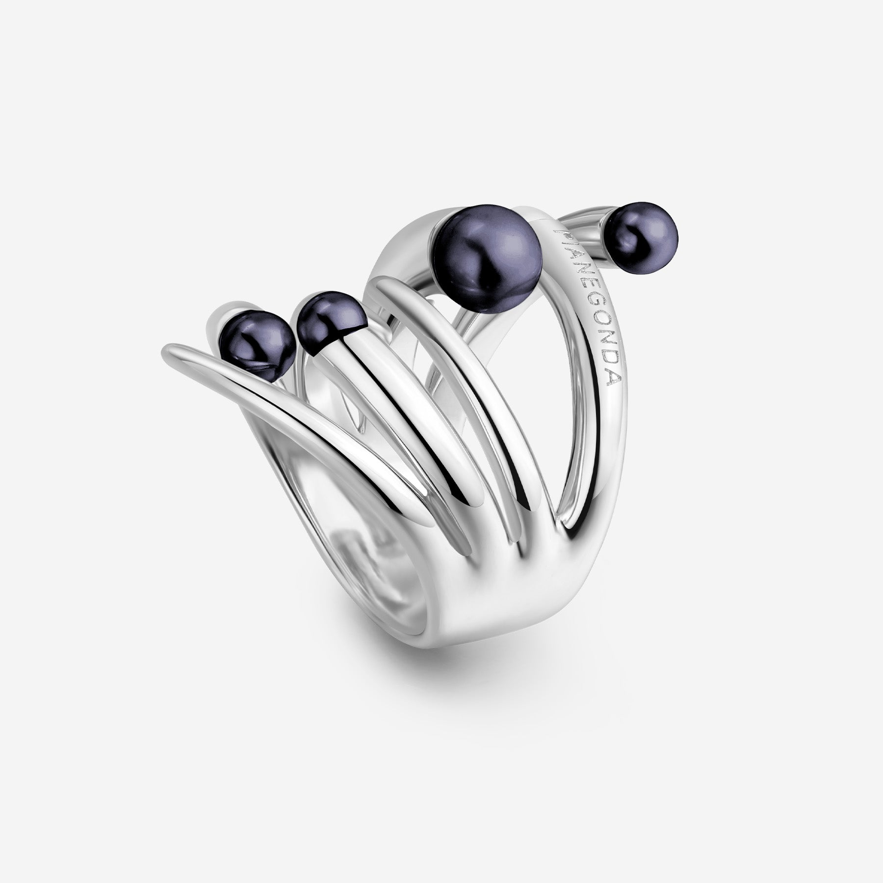 Pianegonda Band ring with natural pearls - CUSPIS - 925‰ Sterling silver