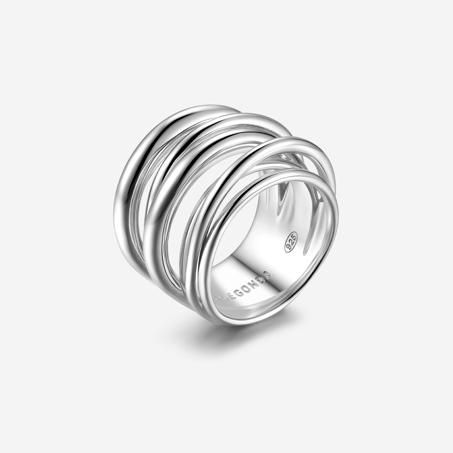 Pianegonda Braided multi-band ring - VINCTUM - 925‰ Sterling silver
