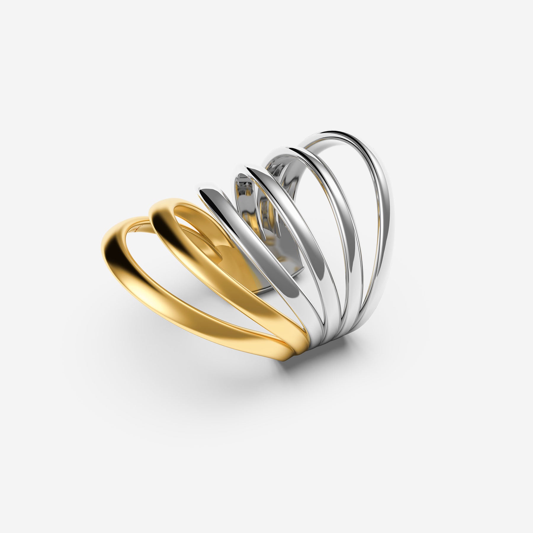 Pianegonda Bi-color six-band ring - MVP WARDROBE X PIANEGONDA - Brass, Gold Plating