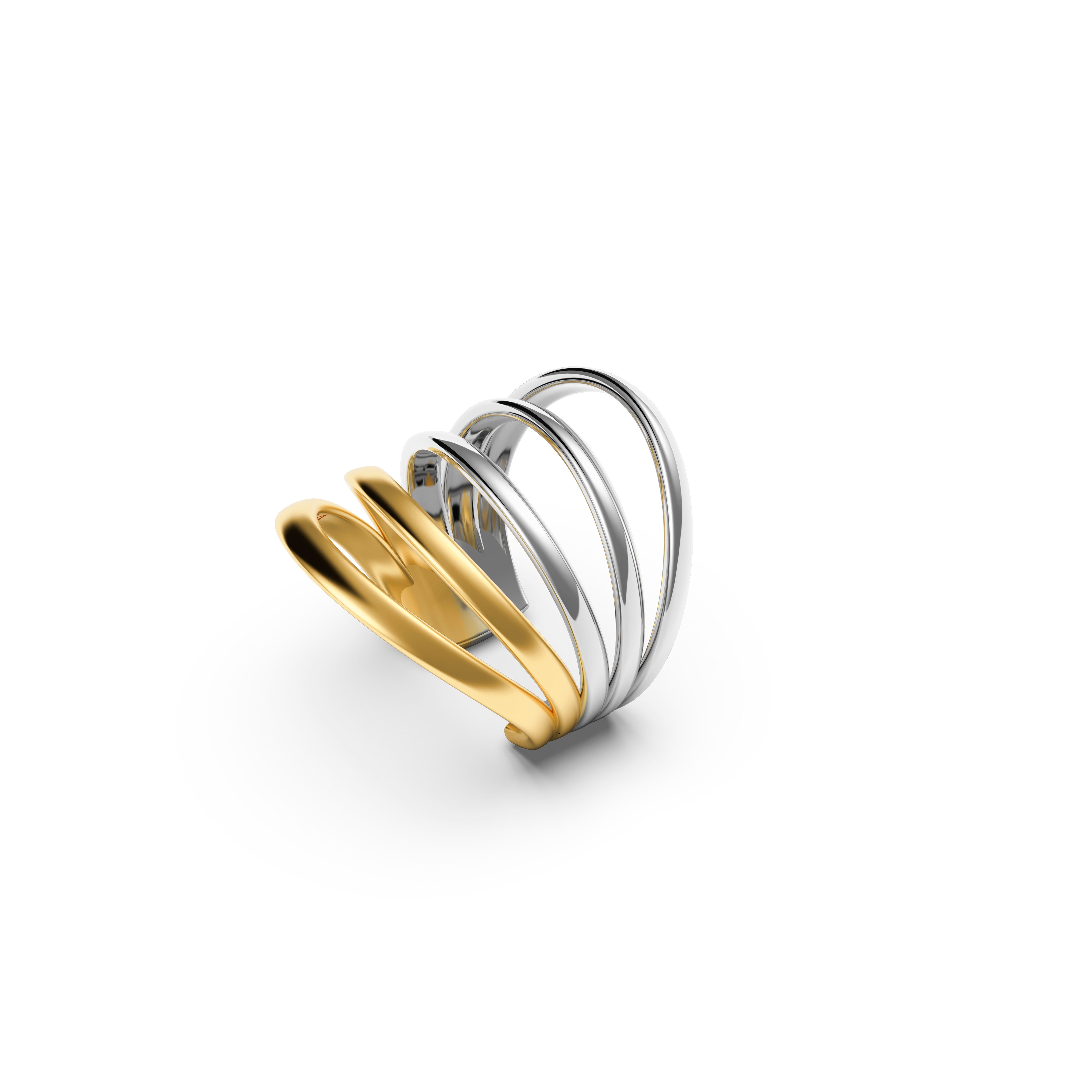 Pianegonda Bi-color five-band ring - View 5
