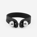 Pianegonda Black leather bracelet - ASSOLUTO - 925‰ Sterling silver