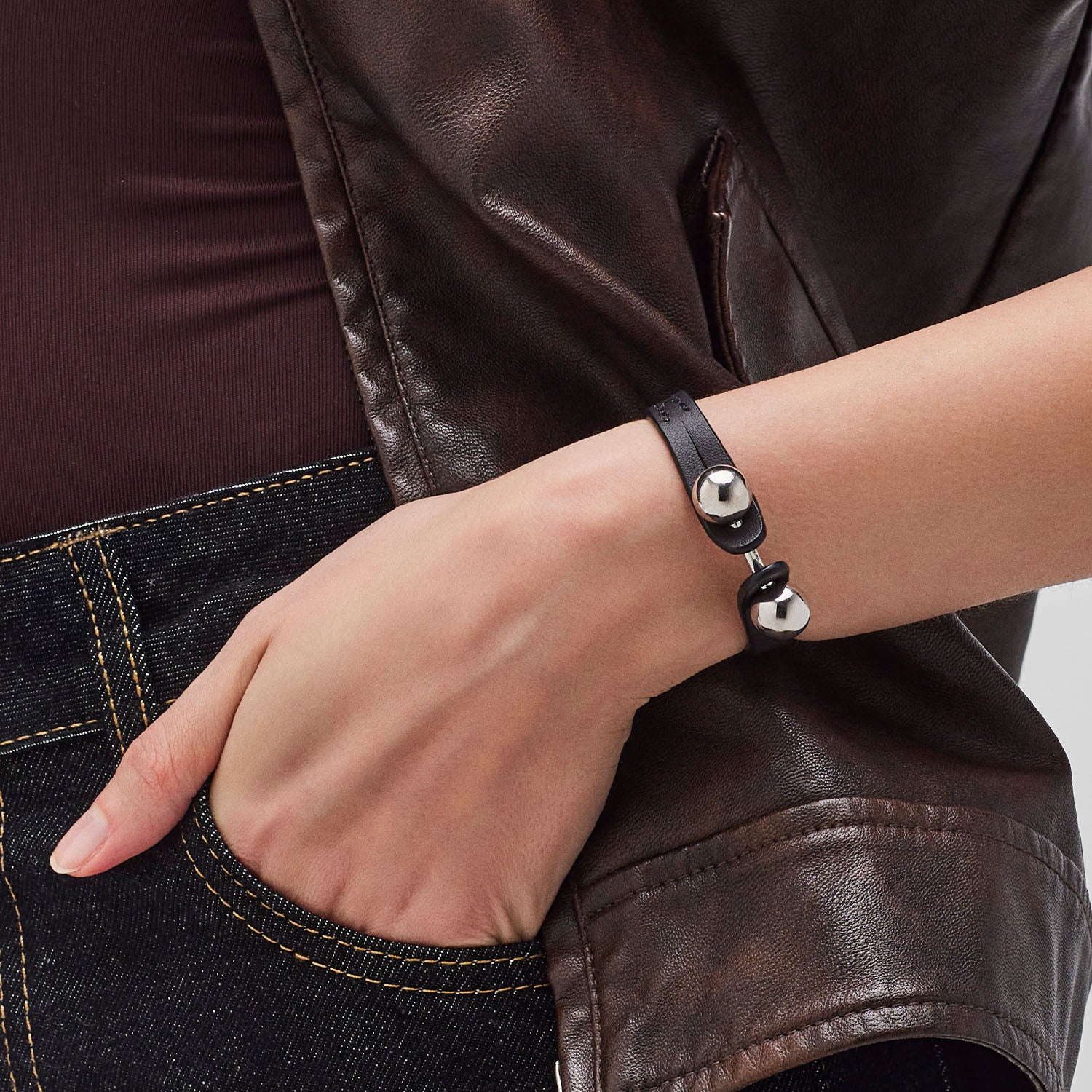 Pianegonda Black leather bracelet - View 3