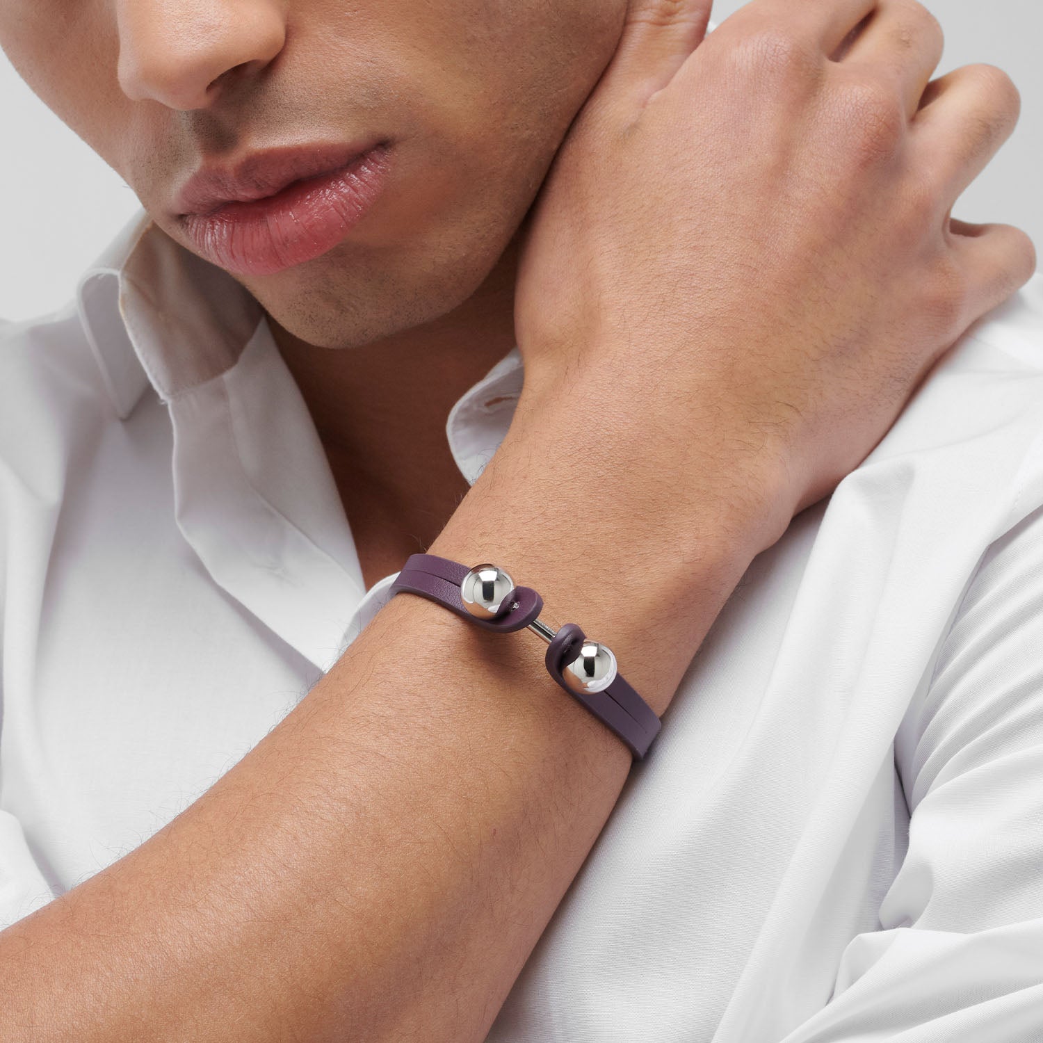Pianegonda Plum violet leather bracelet - View 4