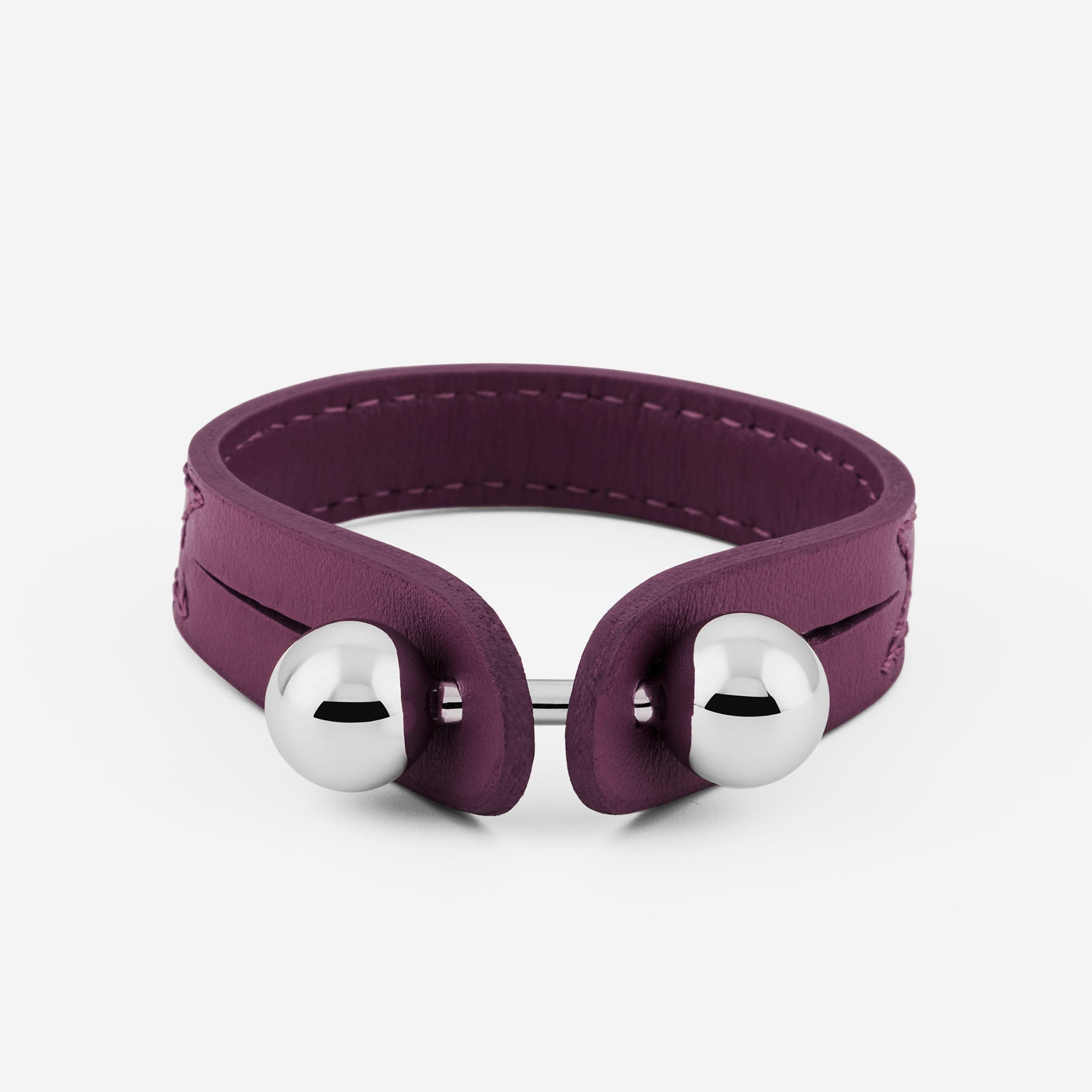 Pianegonda Plum violet leather bracelet - ASSOLUTO - 925‰ Sterling silver