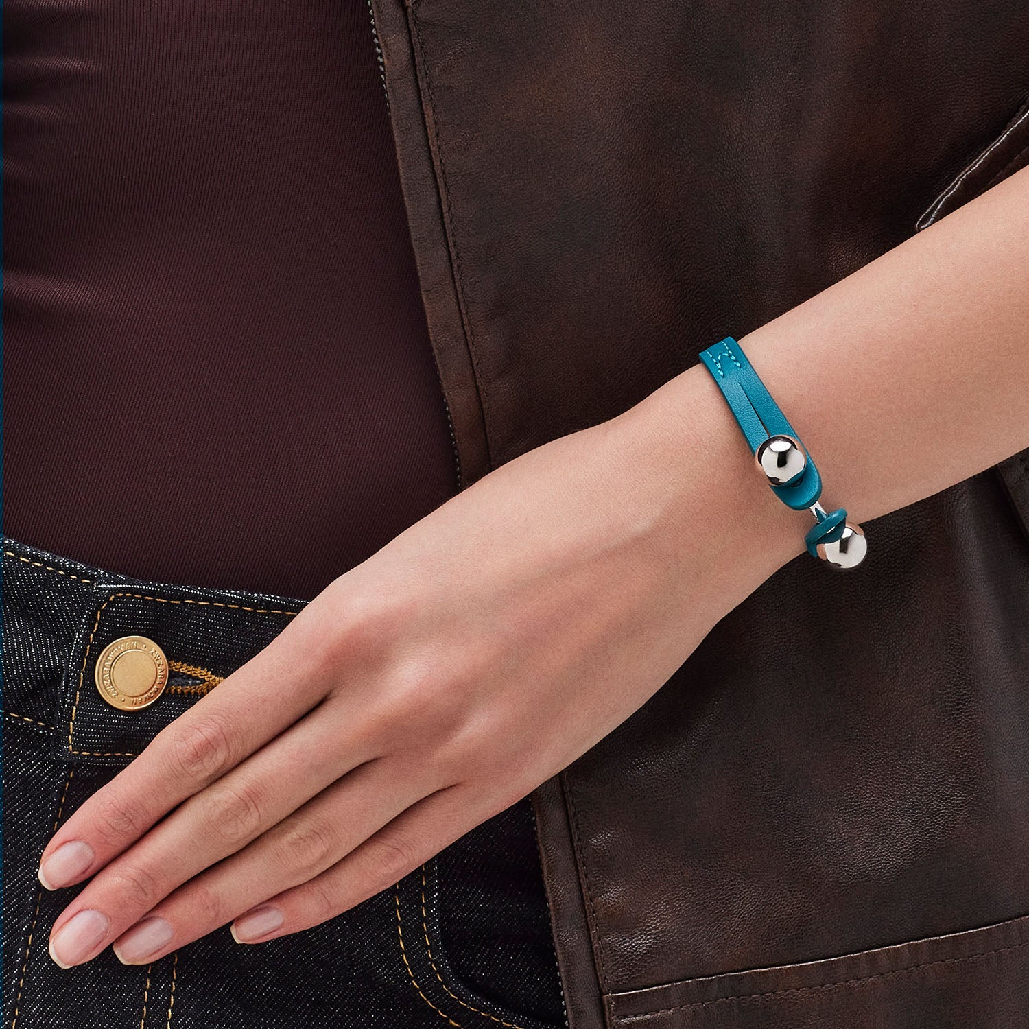 Pianegonda Teal leather bracelet - View 3