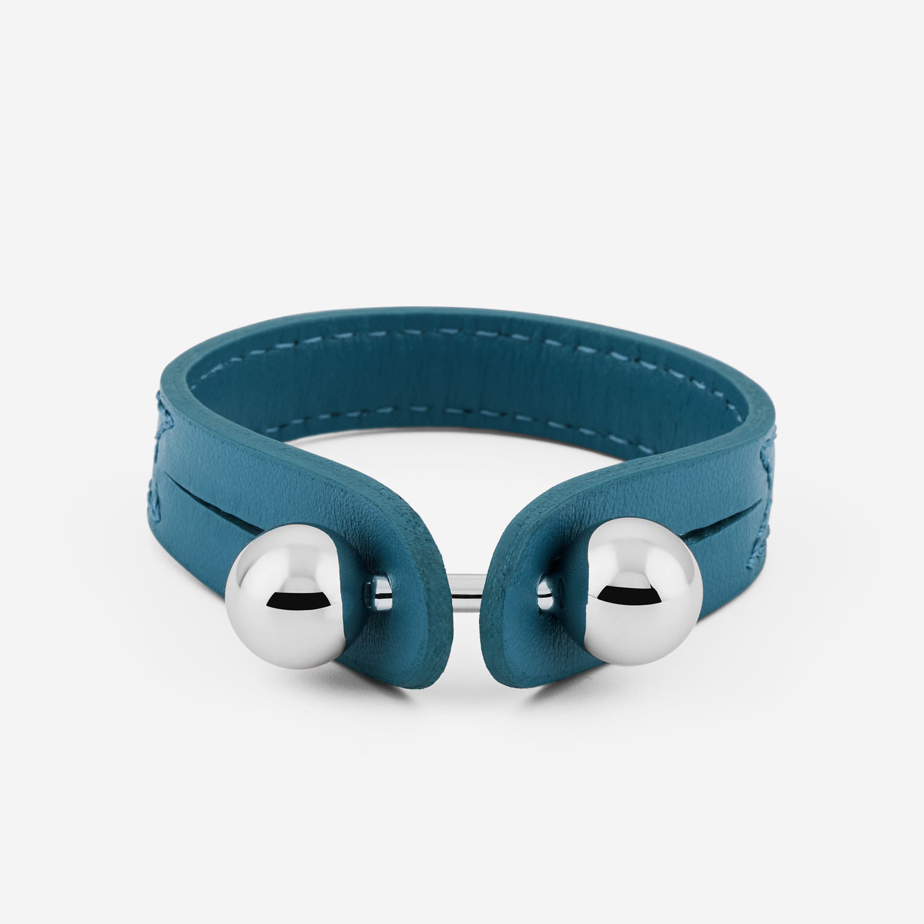 Pianegonda Teal leather bracelet - ASSOLUTO - 925‰ Sterling silver