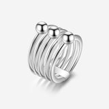 Pianegonda Multi-strand ring with spheres - ASSOLUTO - 925‰ Sterling silver