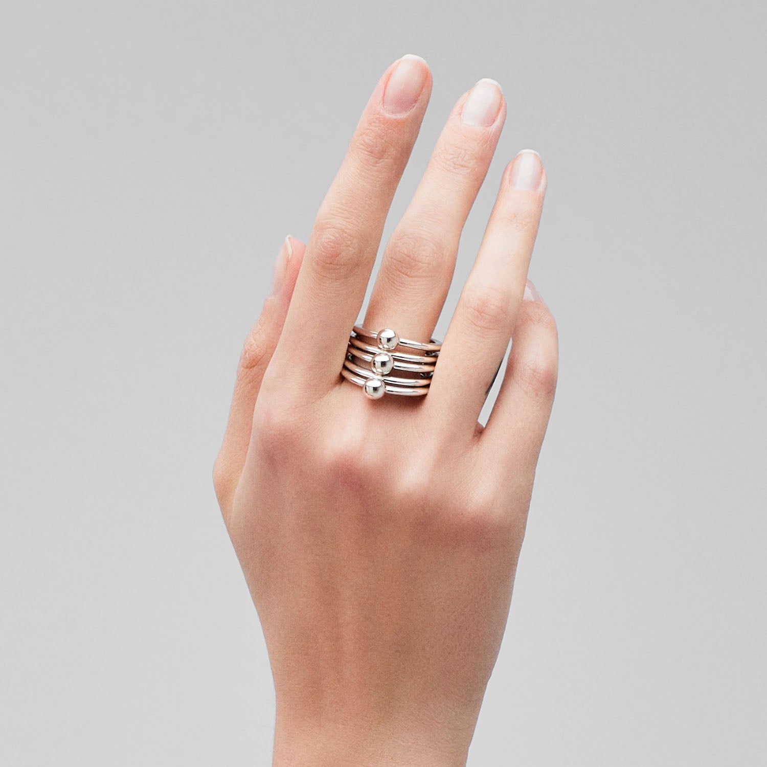 Pianegonda Multi-strand ring with spheres - View 3