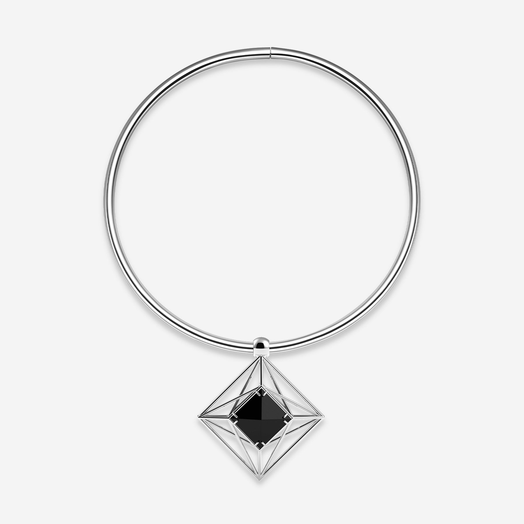 Pianegonda Rigid necklace with diamond shape pendant - KOSMOS - 925‰ Sterling silver