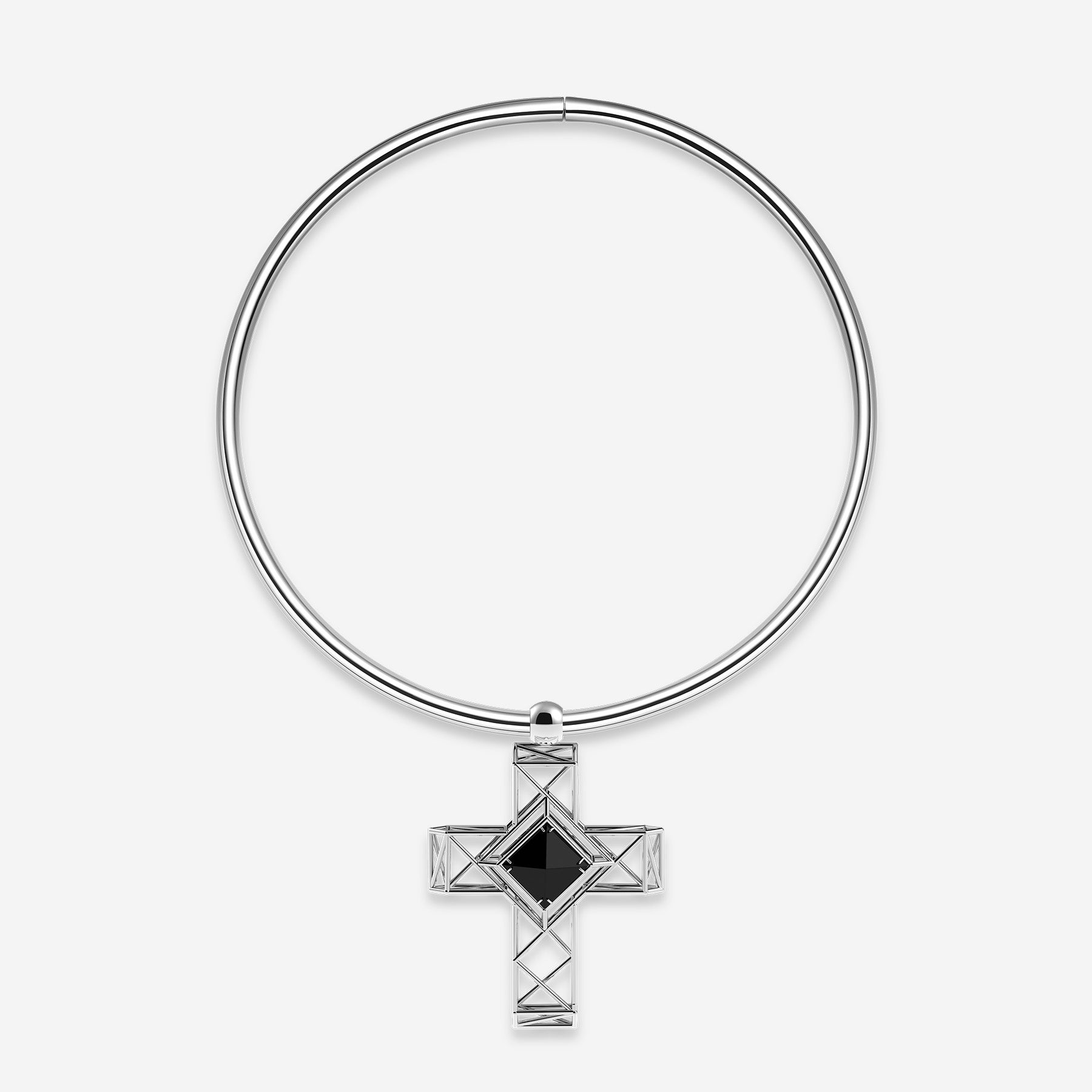 Pianegonda Rigid necklace with cross shape pendant - KOSMOS - 925‰ Sterling silver